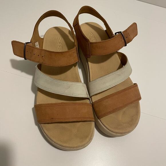 Keen Brand Women's Size 8 Ellecity Natural Leather Backstrap Sandals Shoes Brown - Picture 8 of 8